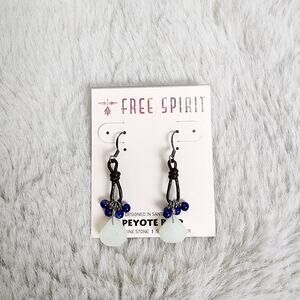 NEW Peyote Bird Free Spirit Blue and White Beaded Dangle Hook Earrings